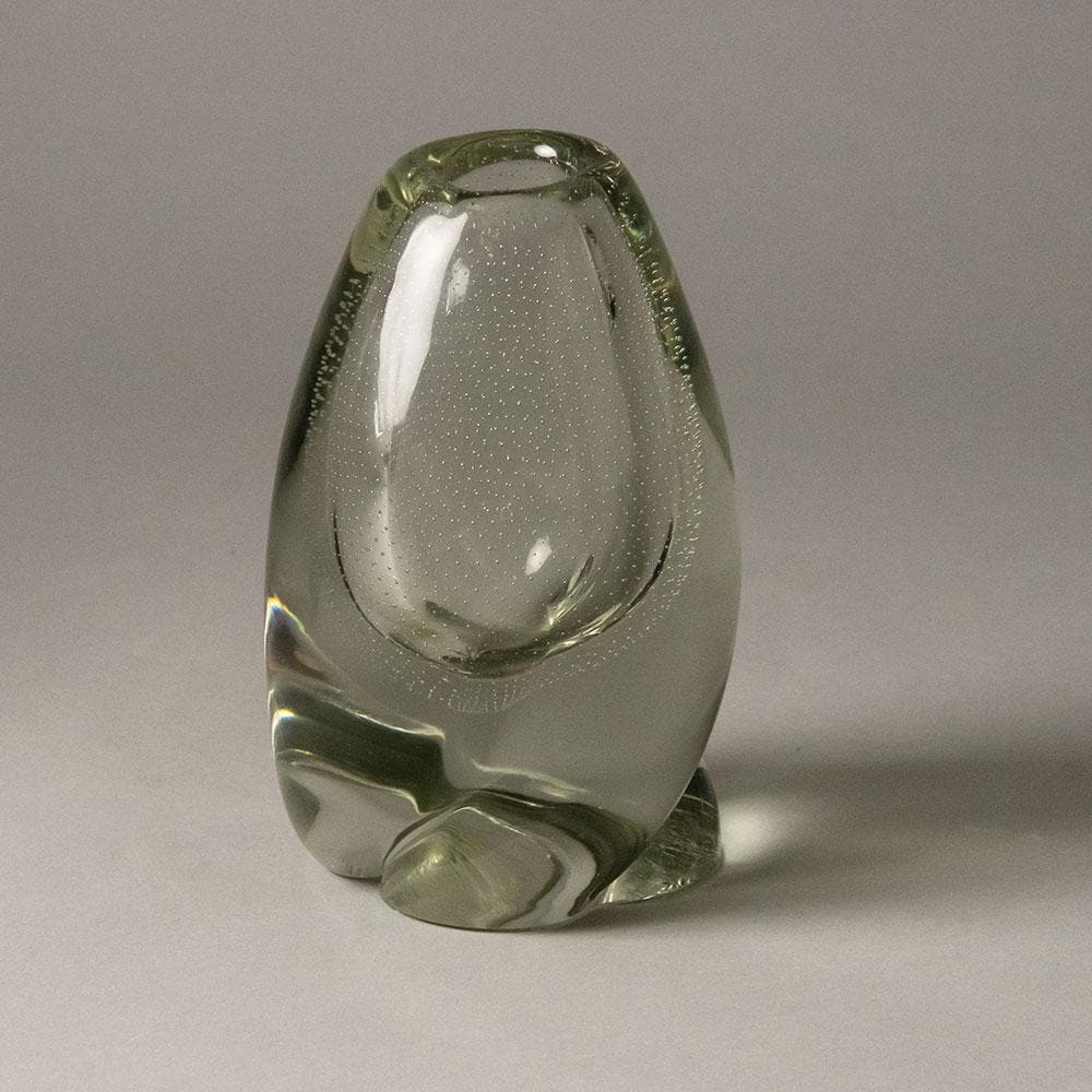 Gunnel Nyman for Nuutäjarvi-Nottsjö clear glass vase with control bubbles G9324 - Freeforms