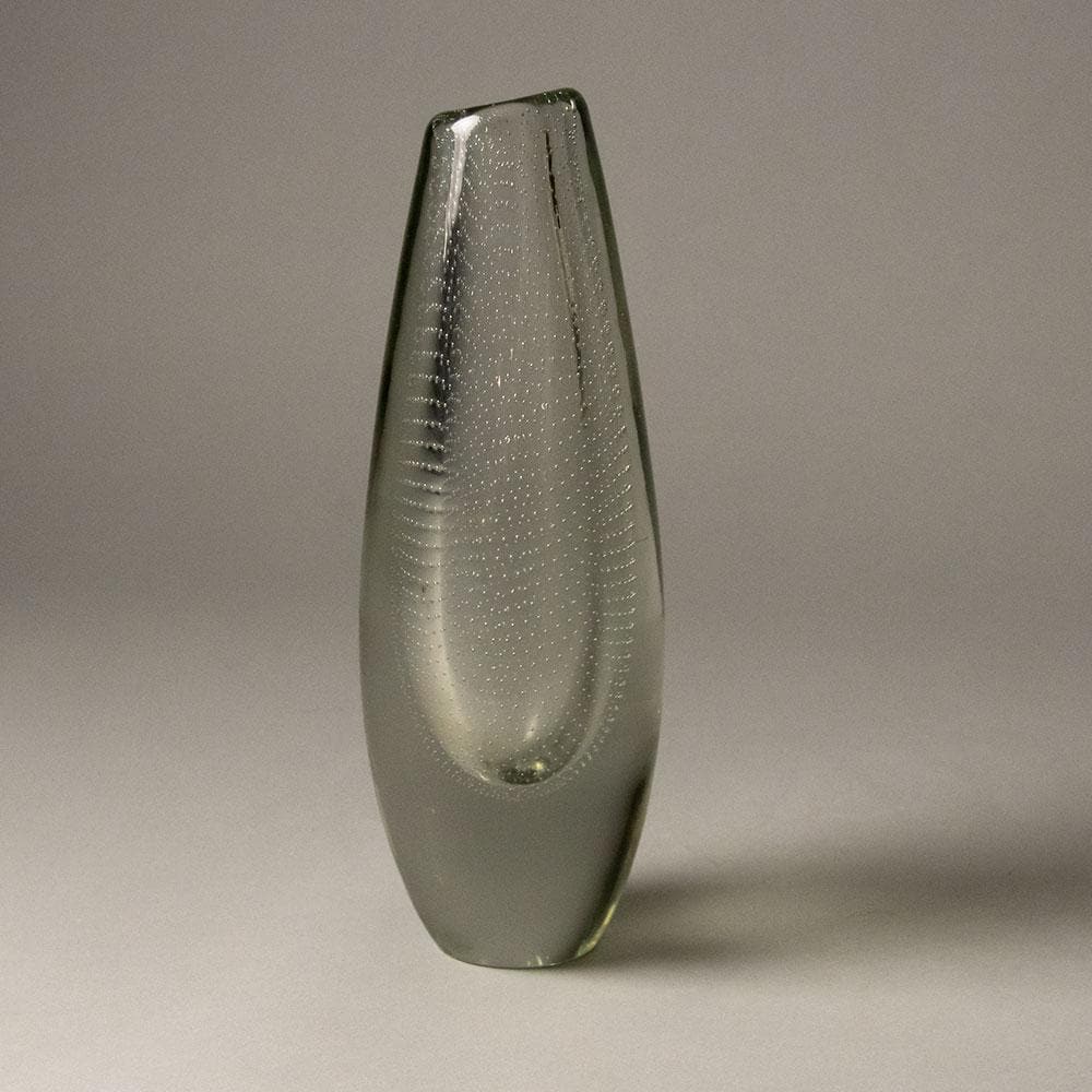 Gunnel Nyman for Nuutäjarvi-Nottsjö clear glass vase with control bubbles G9325 - Freeforms