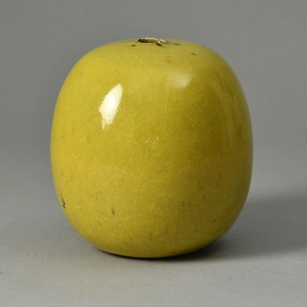 Horst Kerstan, own studio, Germany, gourd vase with yellow ochre glaze G9162 - Freeforms