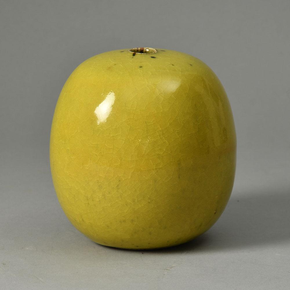 Horst Kerstan, own studio, Germany, gourd vase with yellow ochre glaze G9162 - Freeforms