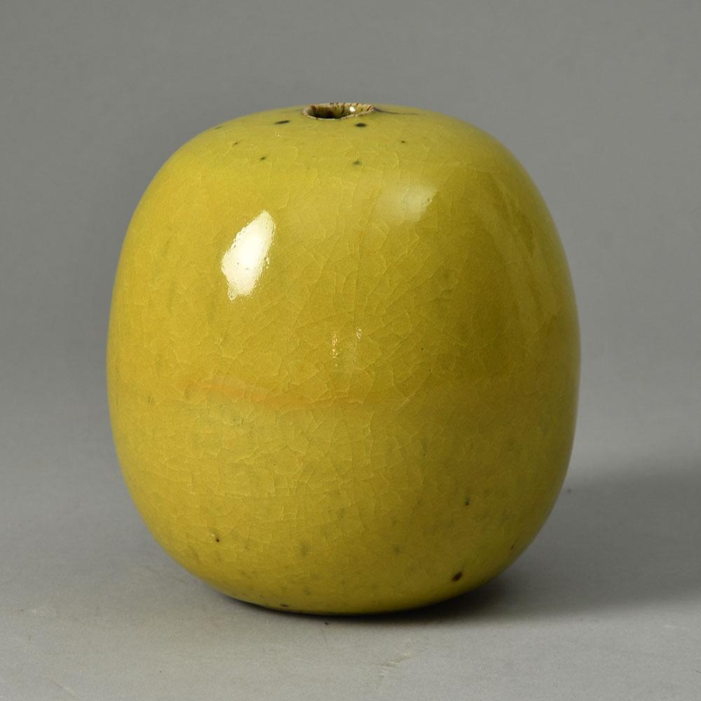 Horst Kerstan, own studio, Germany, gourd vase with yellow ochre glaze G9162 - Freeforms