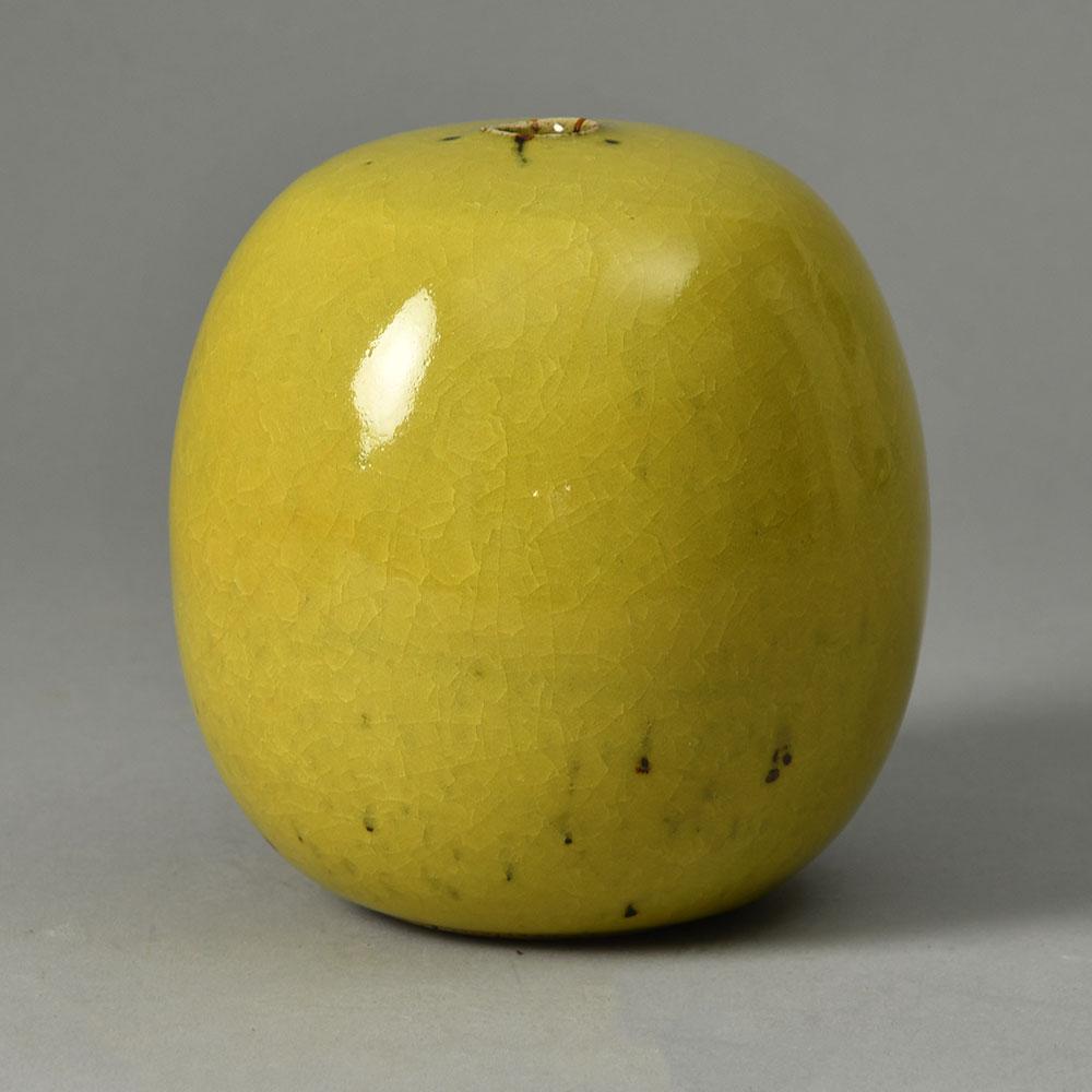 Horst Kerstan, own studio, Germany, gourd vase with yellow ochre glaze G9162 - Freeforms