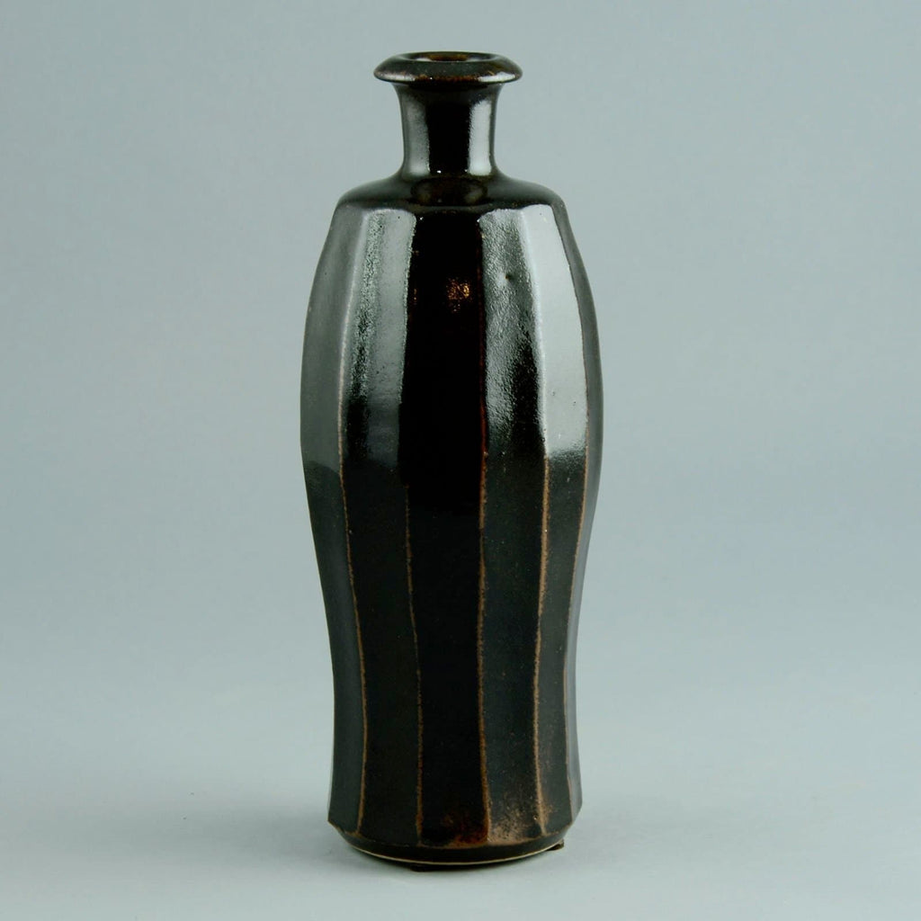 Horst Kerstan Stoneware vase with glossy black glaze N6686 - Freeforms