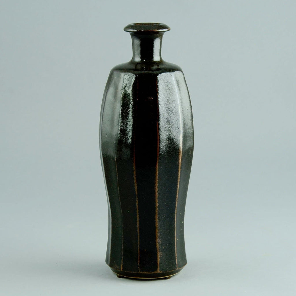 Horst Kerstan Stoneware vase with glossy black glaze N6686 - Freeforms