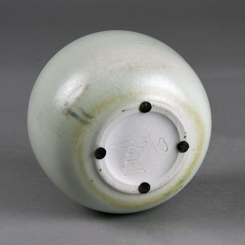 Horst Nagel, own studio, Germany, unique round vase with pink and white glaze E7265 - Freeforms