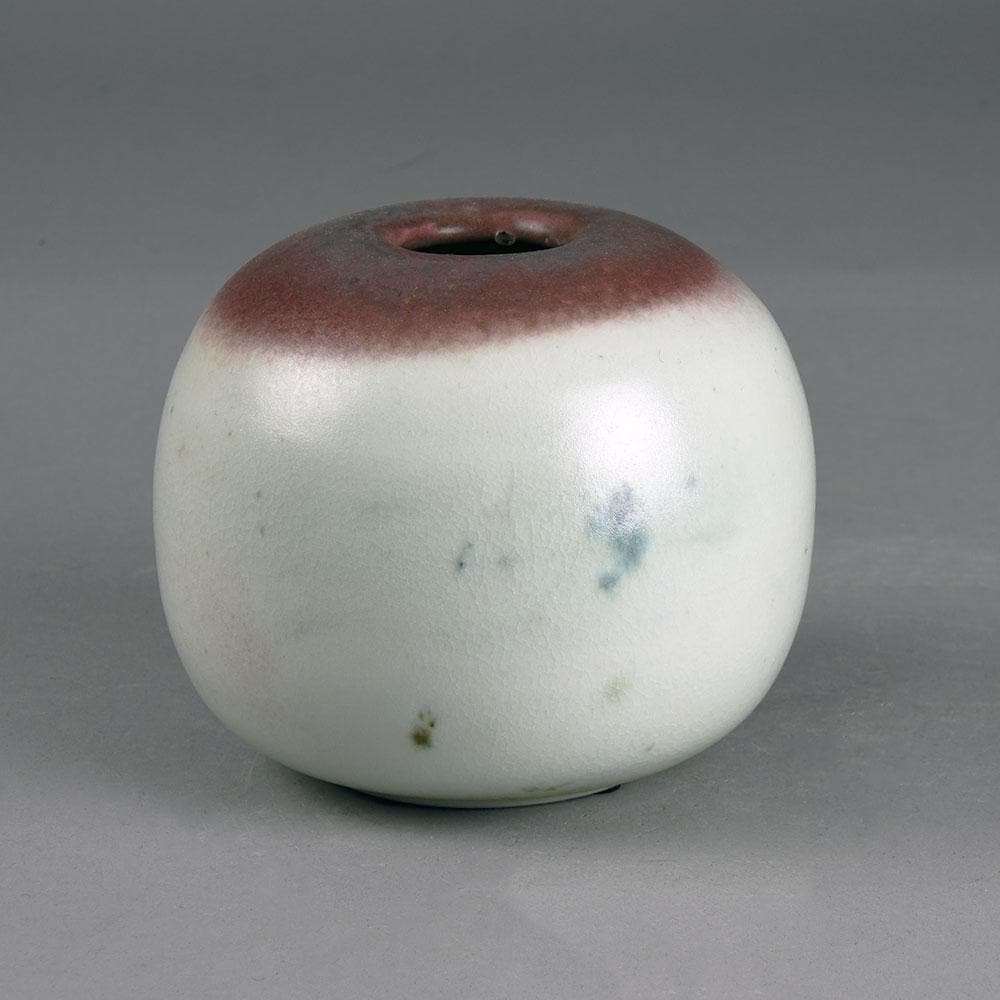 Horst Nagel, own studio, Germany, unique round vase with pink and white glaze E7265 - Freeforms