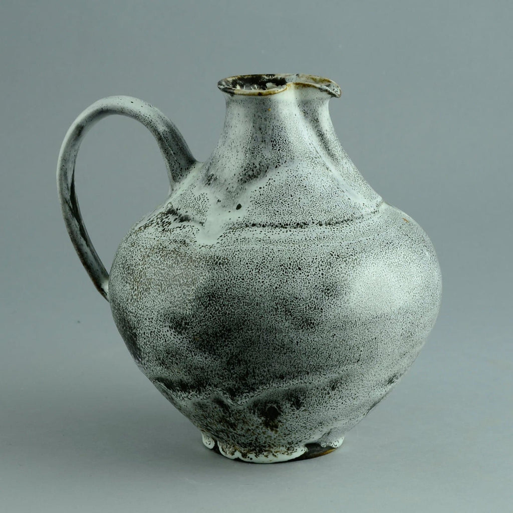 Hubert Griemert, Germany, pitcher with black and white glaze B3945 - Freeforms