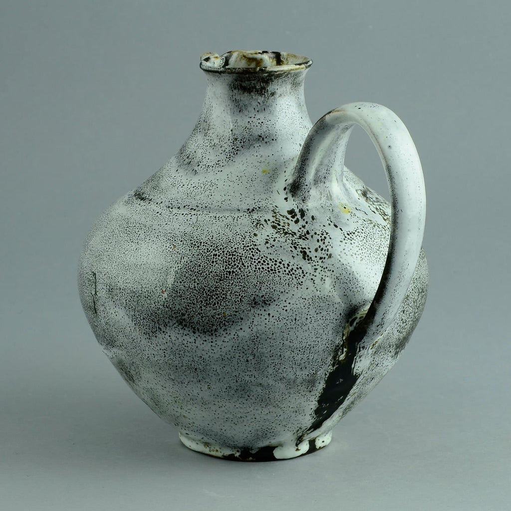 Hubert Griemert, Germany, pitcher with black and white glaze B3945 - Freeforms