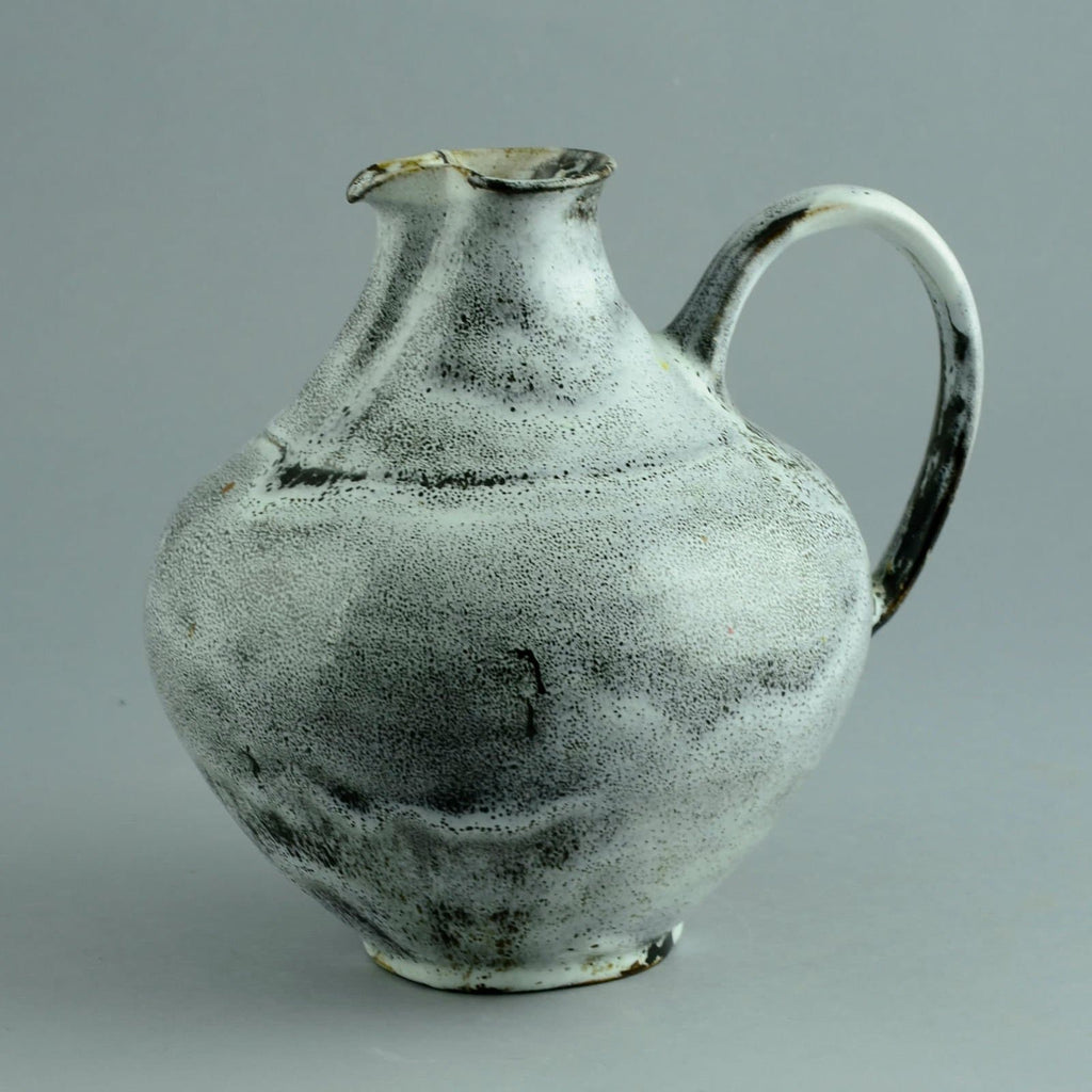 Hubert Griemert, Germany, pitcher with black and white glaze B3945 - Freeforms