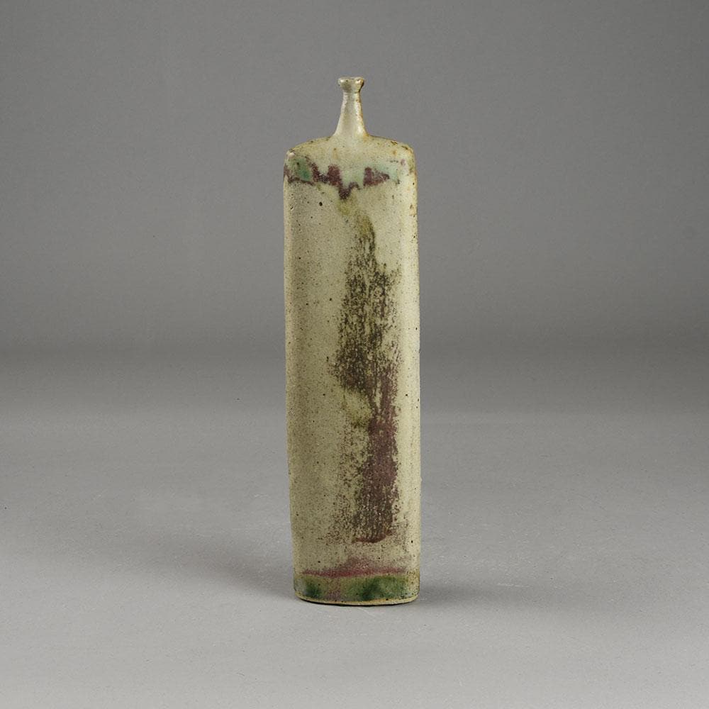 Ingeborg and Bruno Asshoff, Germany, stoneware flattened bottle vase F8015 - Freeforms