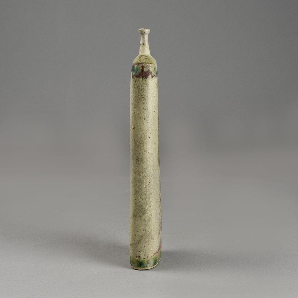 Ingeborg and Bruno Asshoff, Germany, stoneware flattened bottle vase F8015 - Freeforms