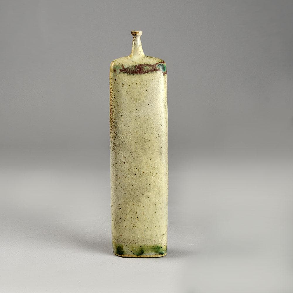 Ingeborg and Bruno Asshoff, Germany, stoneware flattened bottle vase F8015 - Freeforms