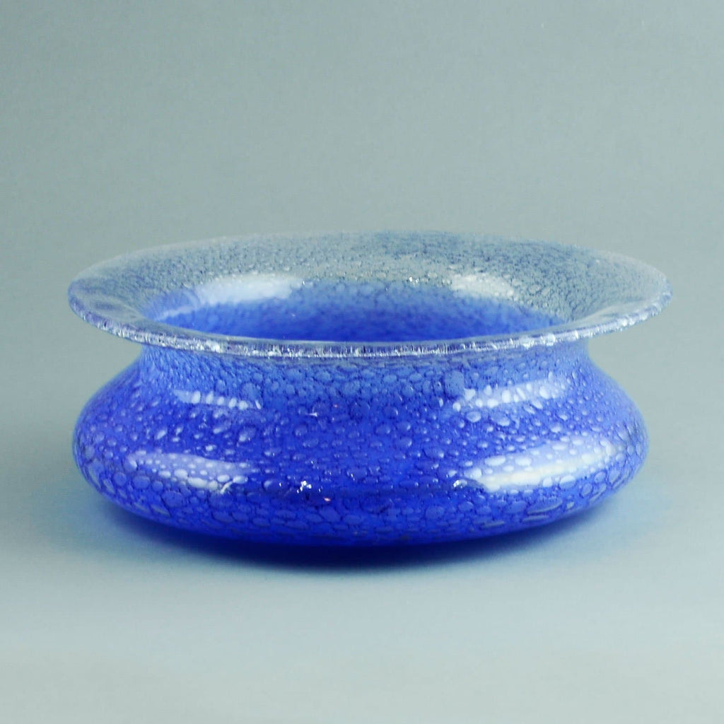 Ingeborg Lundin for Orrefors, bowl in blue and clear bubbly glass N8746 - Freeforms