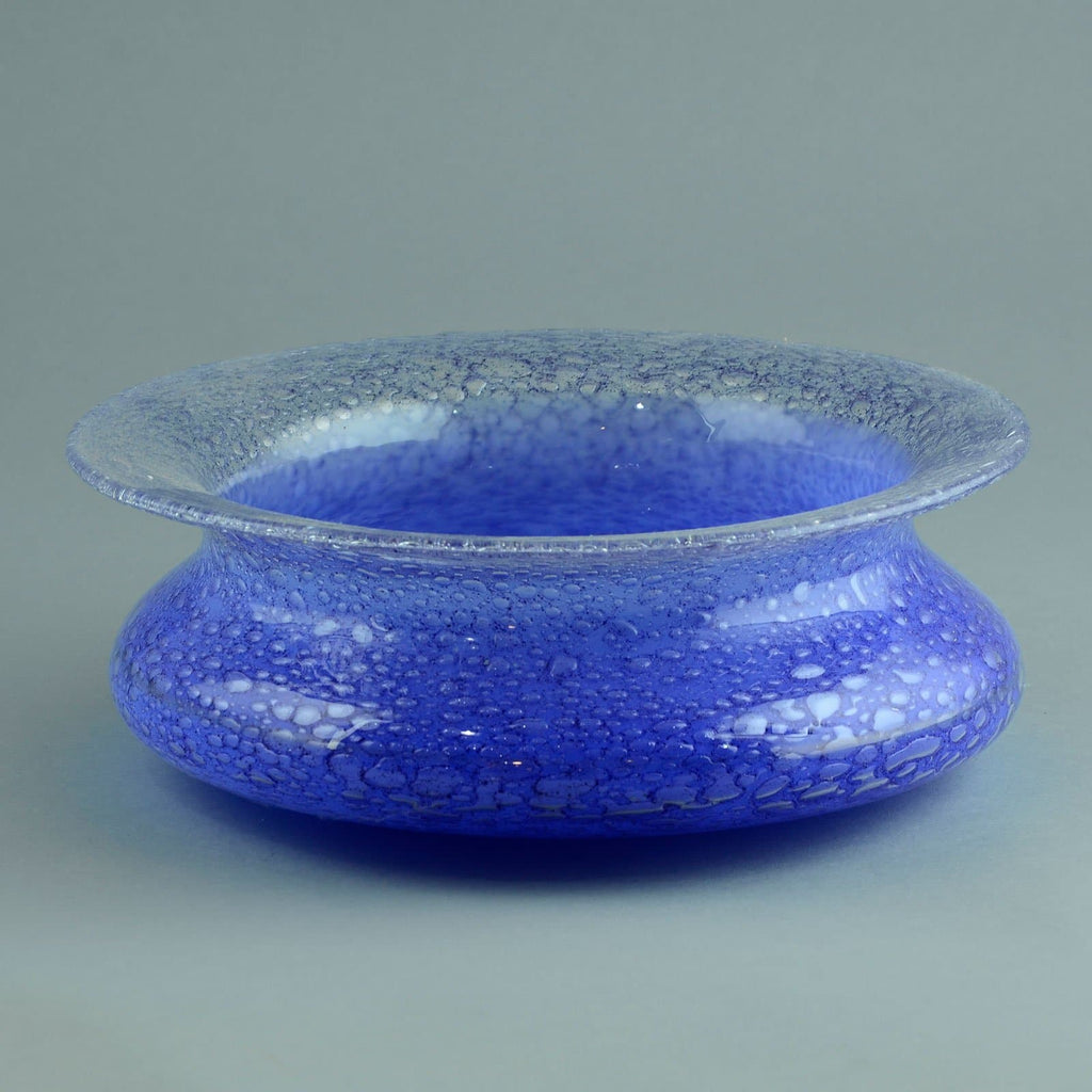 Ingeborg Lundin for Orrefors, bowl in blue and clear bubbly glass N8746 - Freeforms