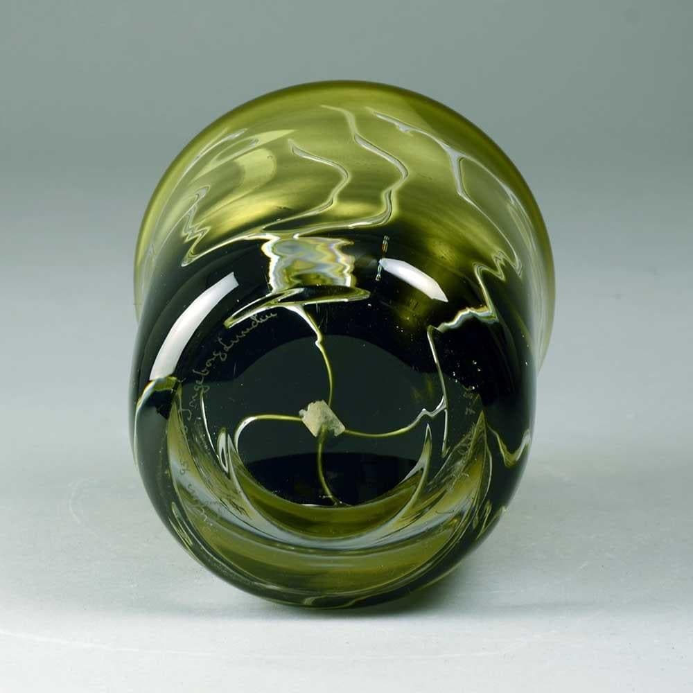 Ingeborg Lundin for Orrefors "Faces" ariel vase in green C5441 - Freeforms