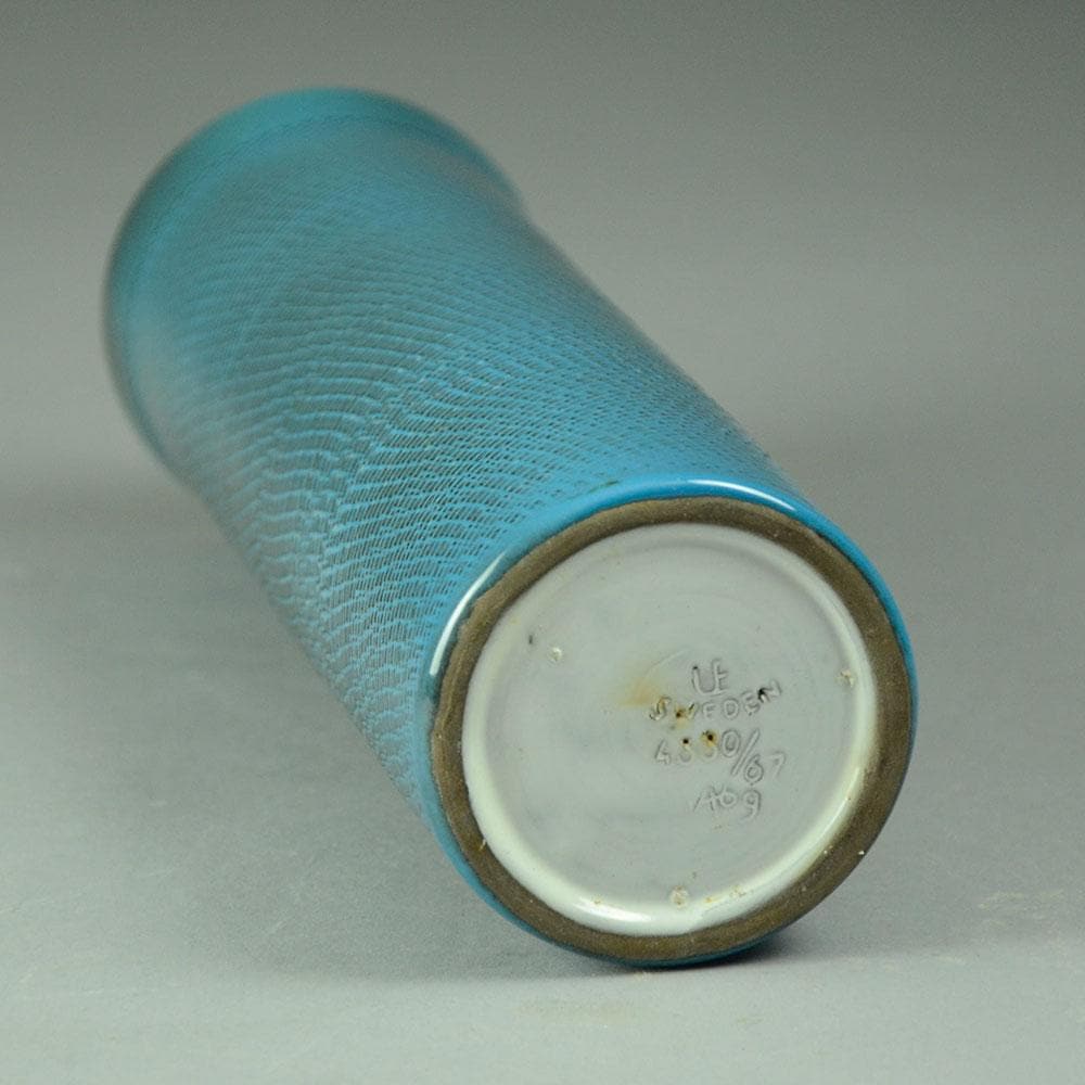 Ingrid Atterberg for Uppsala Ekeby tall vase with turquoise glaze C5359 - Freeforms