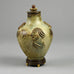 Jais Nielsen for Royal Copenhagen stoneware vase with Sung glaze and bronze lid and base D6314 - Freeforms