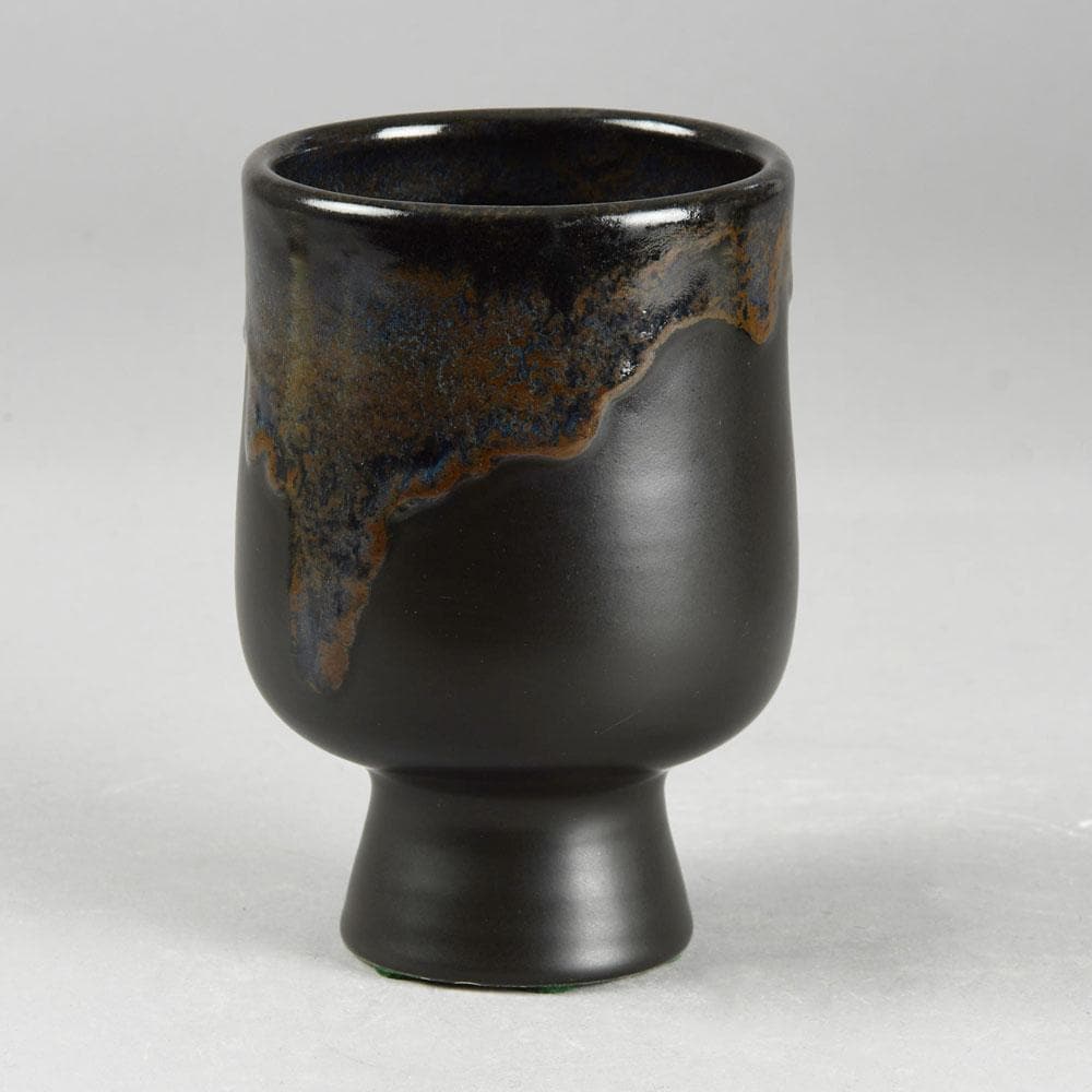 Jan Bontjes van Beek, Germany, goblet vase with black dripping glaze F8038 - Freeforms