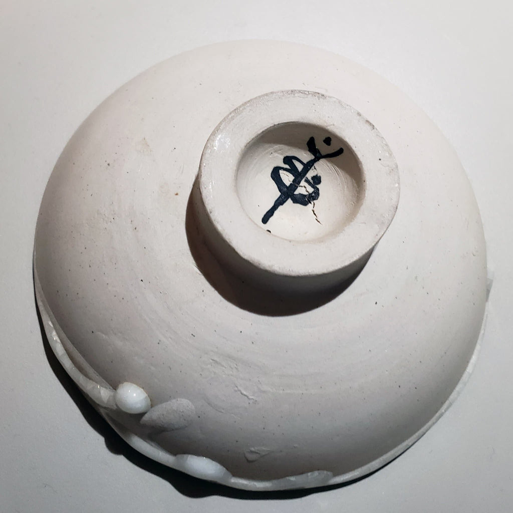 Jan Bontjes van Beek, Germany, shallow bowl with white dripping glaze F8040 - Freeforms