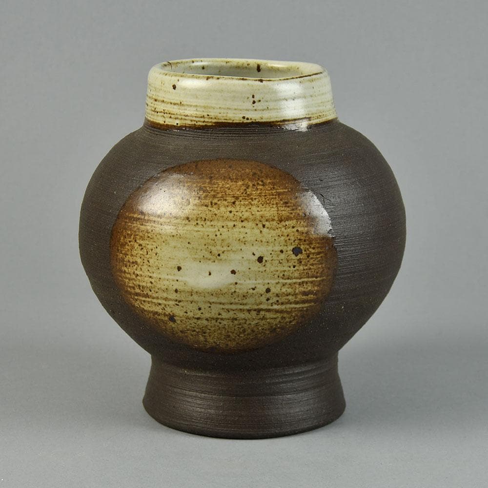 Janet Leach, St. Ives Pottery, UK unique stoneware partially glazed vase G9297 - Freeforms