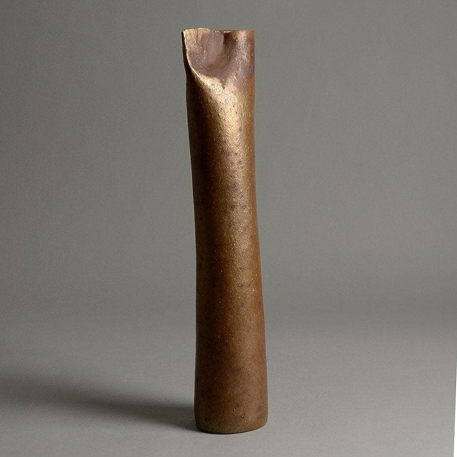 Joanna Constantinidis unique unglazed stoneware pinched vase D6395 - Freeforms