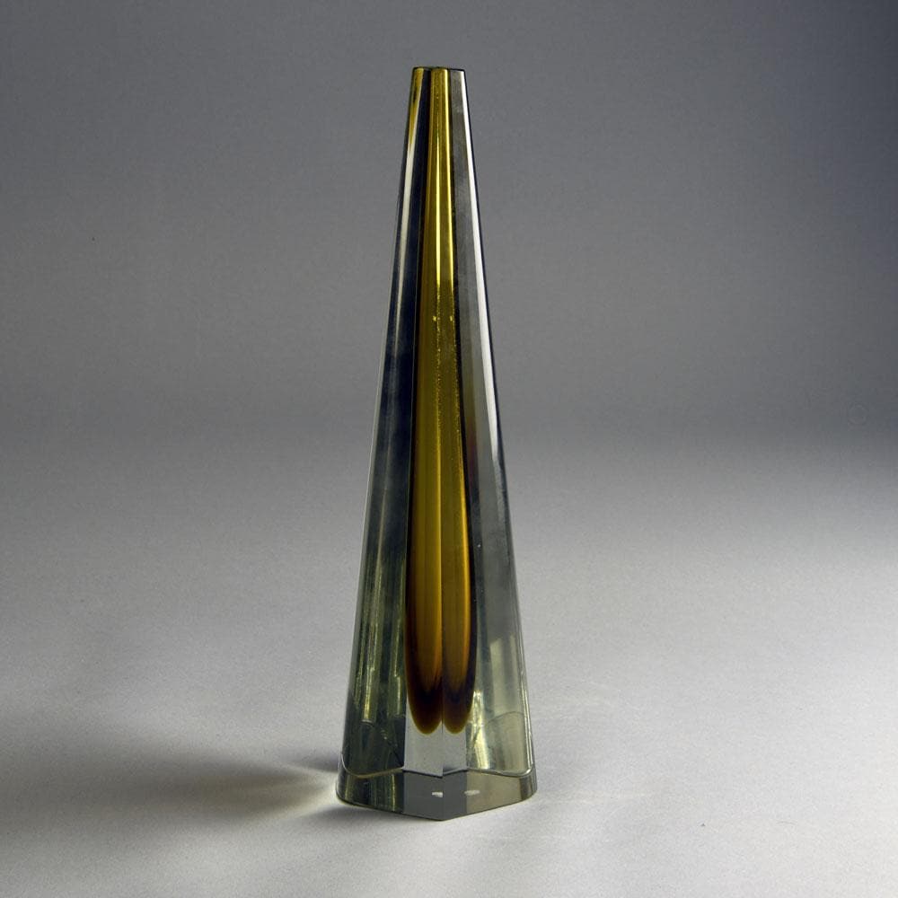 Kaj Franck for Nuutäjarvi-Nottsjö "Prisma" vase in clear and amber glass N2178 - Freeforms