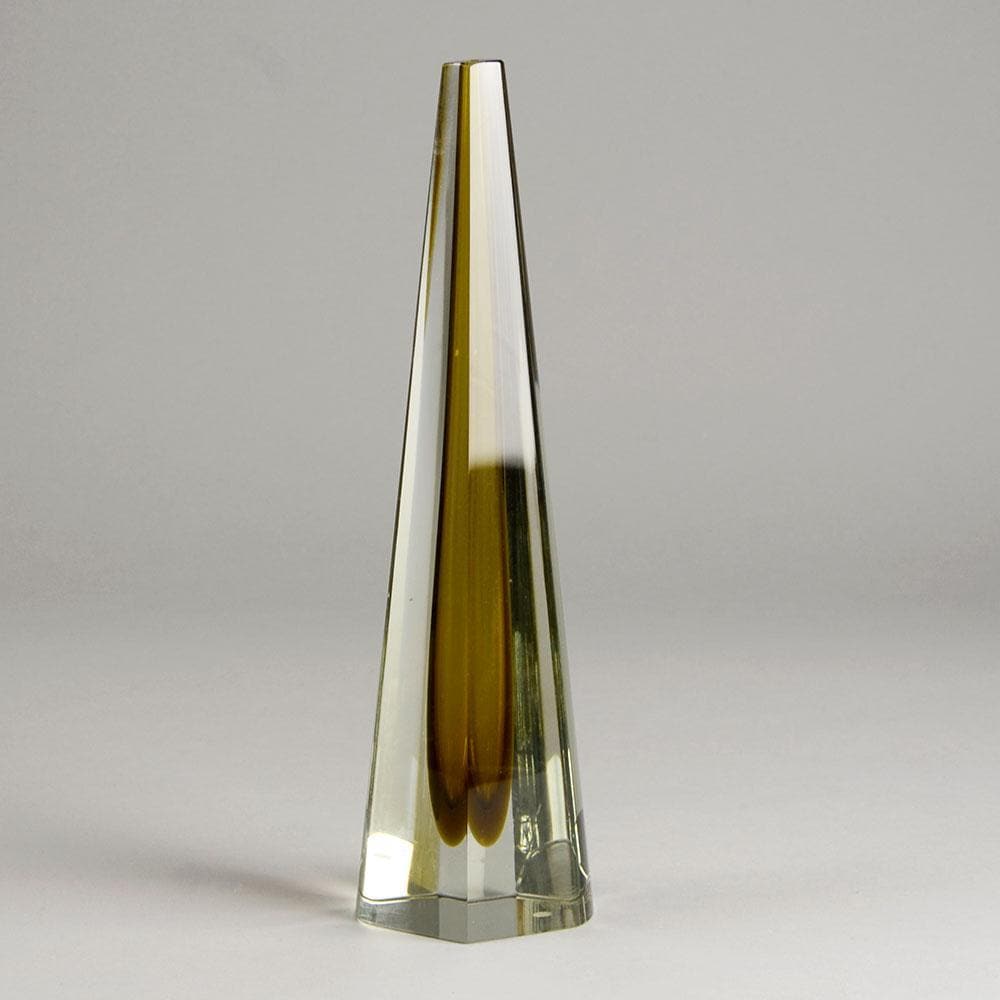 Kaj Franck for Nuutäjarvi-Nottsjö "Prisma" vase in clear and amber glass N2178 - Freeforms