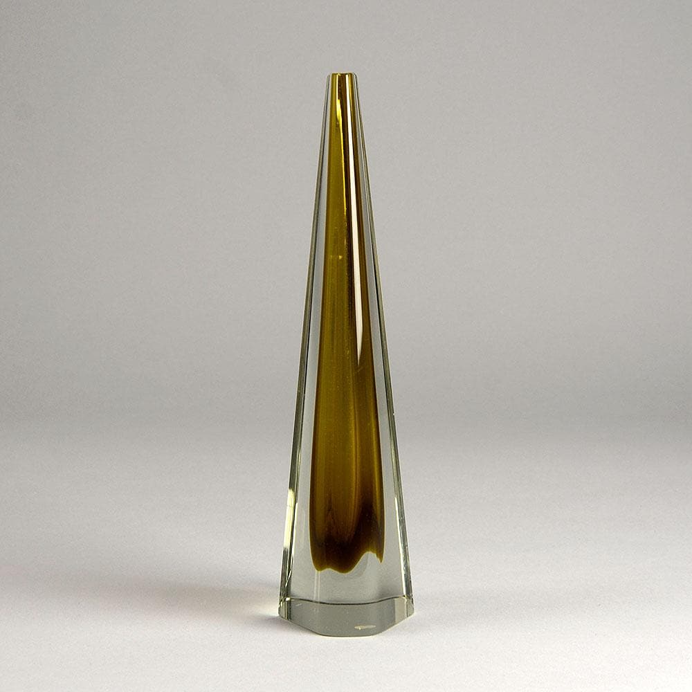 Kaj Franck for Nuutäjarvi-Nottsjö "Prisma" vase in clear and amber glass N2178 - Freeforms