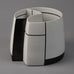 Karin Bablok, own studio, Germany, porcelain partitioned vessel with black lines G9130 - Freeforms