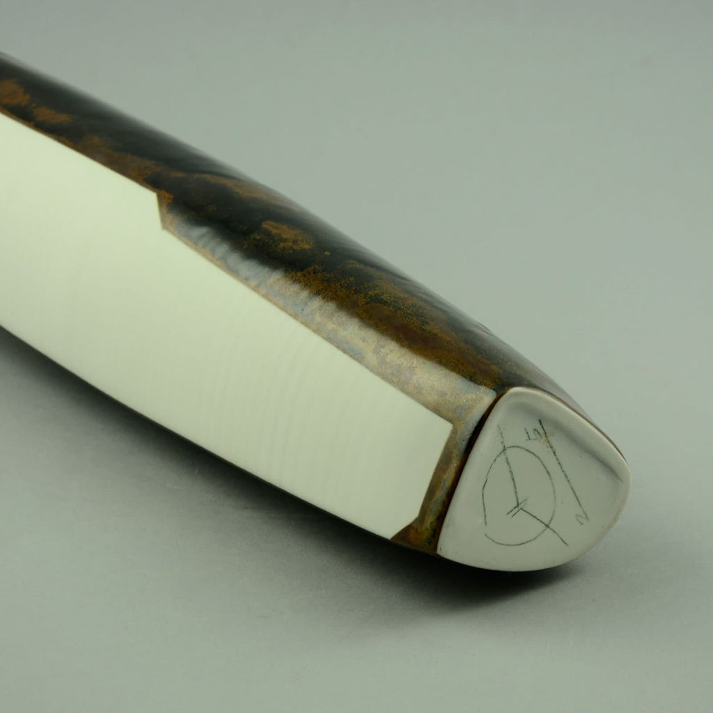 Karin Bablok, porcelain vase with brown and white glaze, D6142 - Freeforms