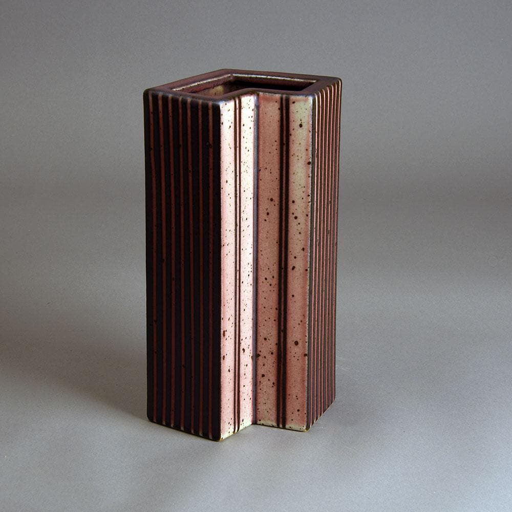 Karl Scheid, Germany, large geometric vase with pink and blue glaze E7122 - Freeforms