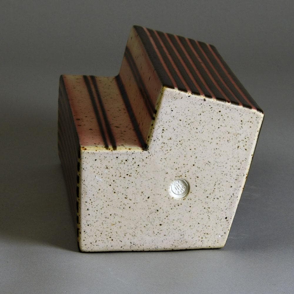 Karl Scheid, Germany, large geometric vase with pink and blue glaze E7122 - Freeforms