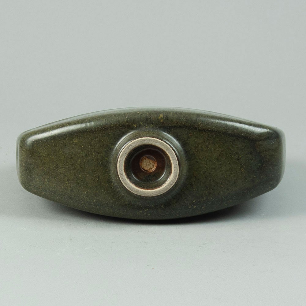 Karl Scheid, own studio, flat sculptural vase with brown glaze G9406 - Freeforms