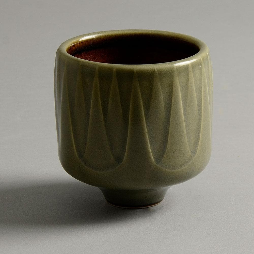 Karl Scheid studio pottery bowl with celadon glaze E7033 - Freeforms