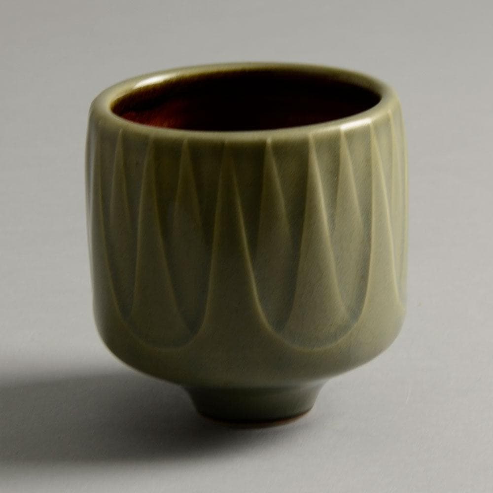 Karl Scheid studio pottery bowl with celadon glaze E7033 - Freeforms