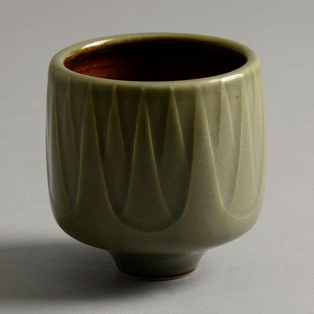 Karl Scheid studio pottery bowl with celadon glaze E7033 - Freeforms