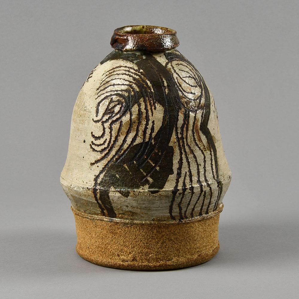 Ken Price, US, unique stoneware vase with incised illustration, F8302 - Freeforms