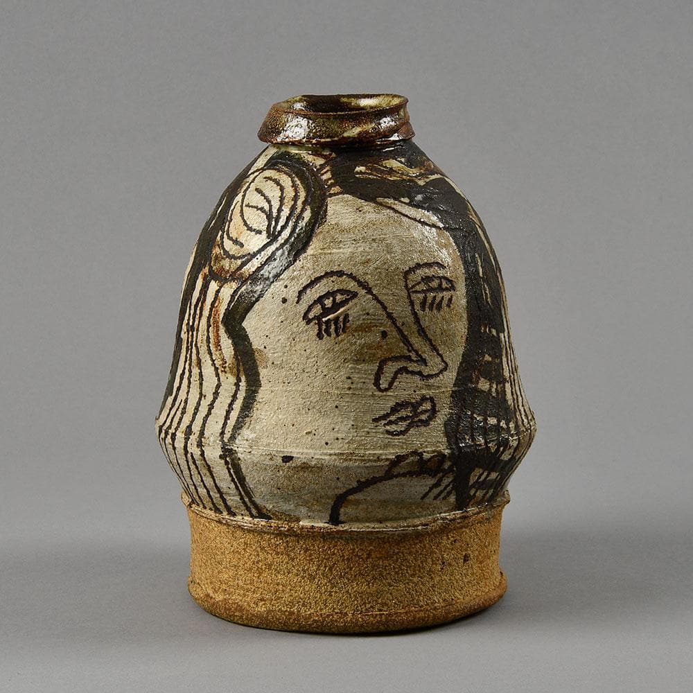 Ken Price, US, unique stoneware vase with incised illustration, F8302 - Freeforms