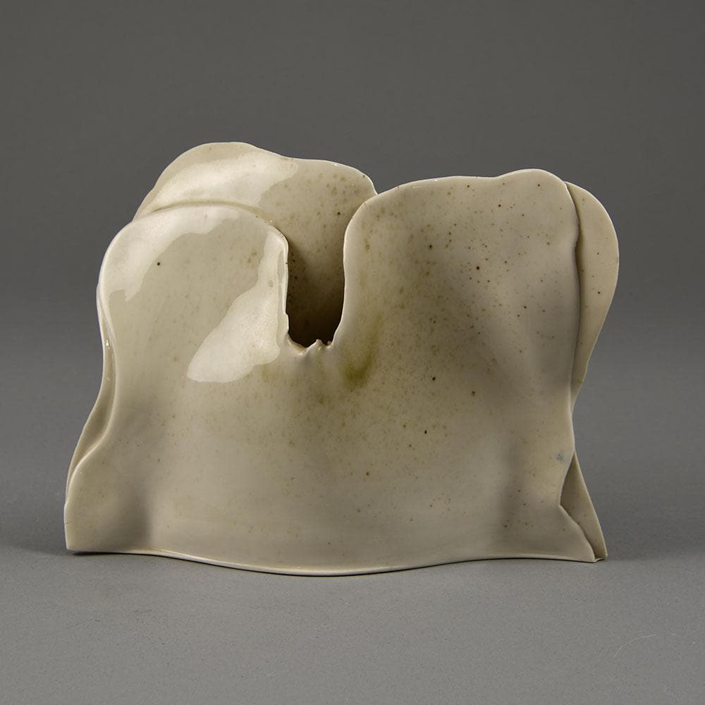 Kurt Spurey, Austria, sculptural vessel with off white celadon glaze, E7136 - Freeforms