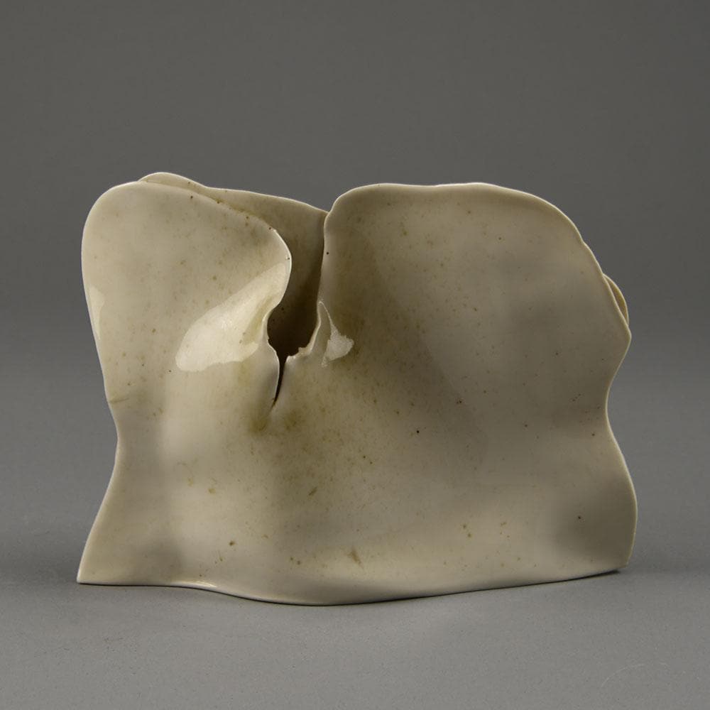 Kurt Spurey, Austria, sculptural vessel with off white celadon glaze, E7136 - Freeforms