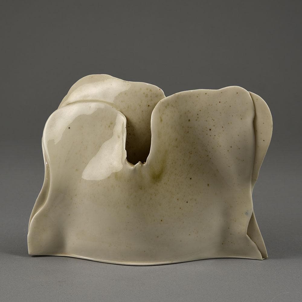 Kurt Spurey, Austria, sculptural vessel with off white celadon glaze, E7136 - Freeforms