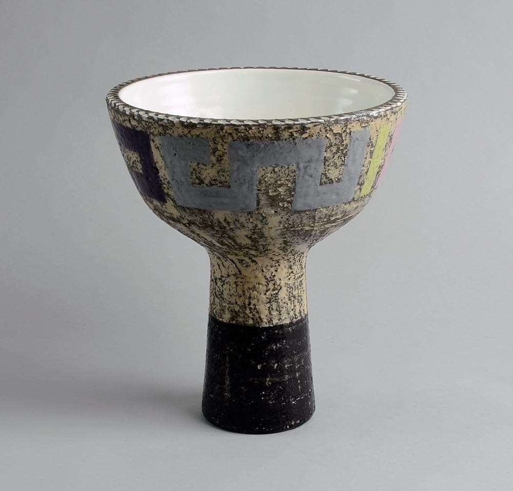Large stoneware goblet with textured surface by Mari Simmulson A1734 - Freeforms