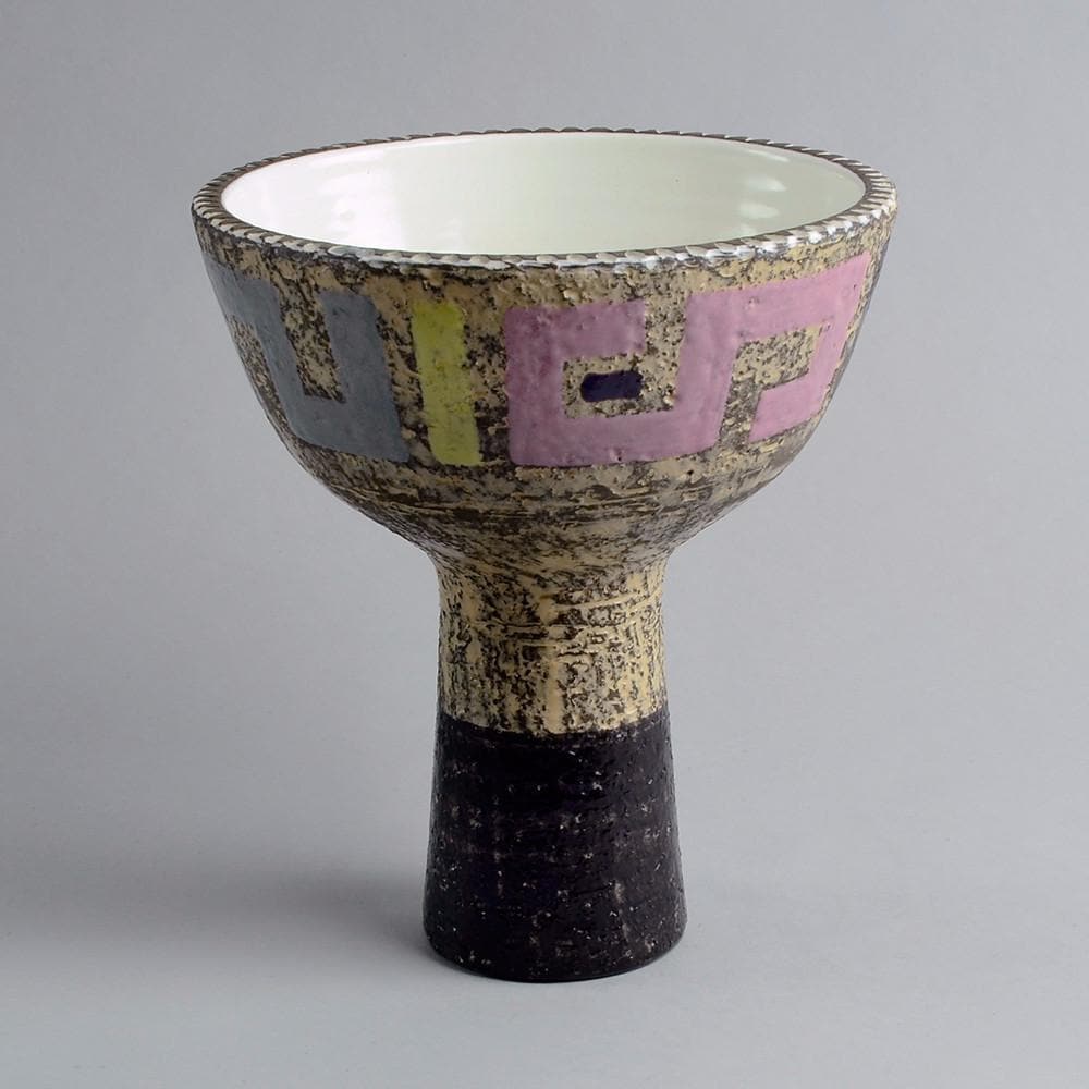 Large stoneware goblet with textured surface by Mari Simmulson A1734 - Freeforms