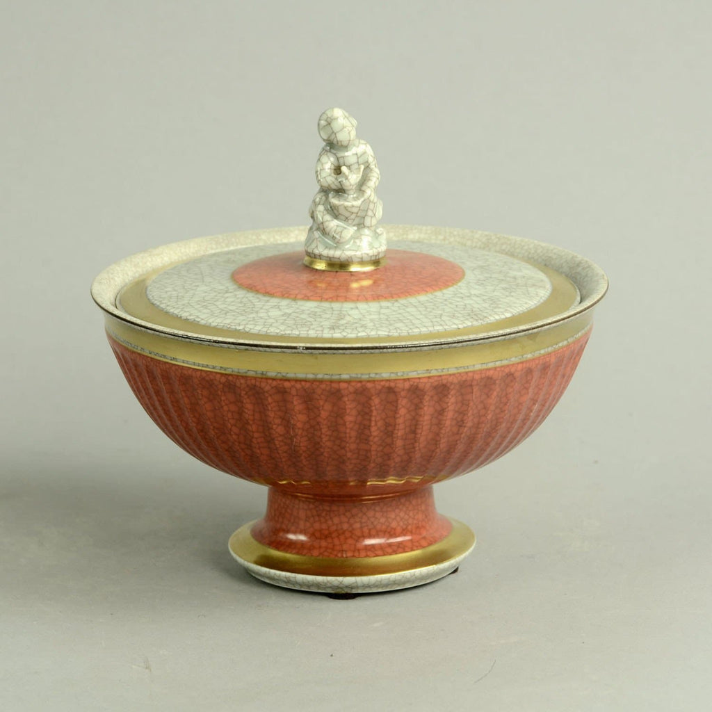 Lidded bowl with crackle glaze by Royal Copenhagen N9058 - Freeforms