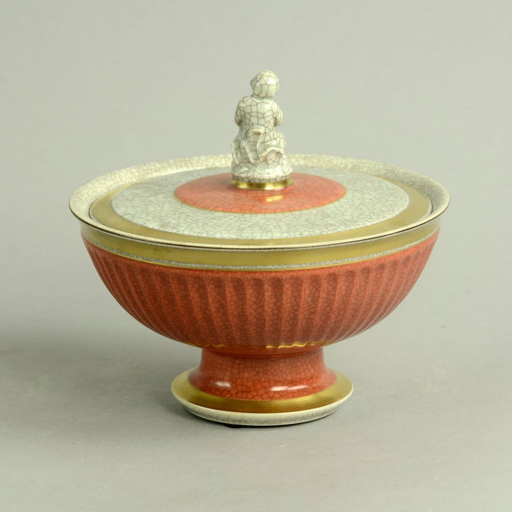 Lidded bowl with crackle glaze by Royal Copenhagen N9058 - Freeforms