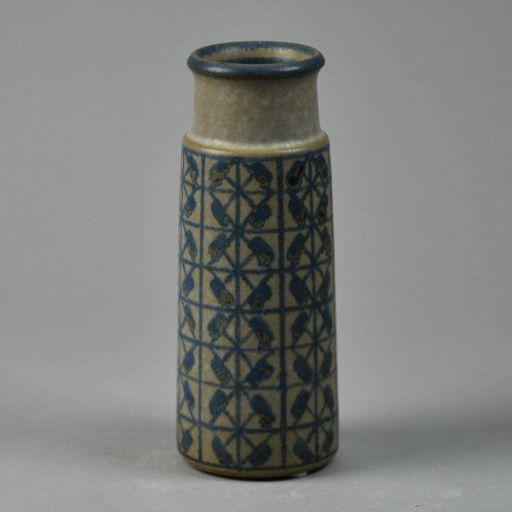 Marianne Starck for Michael Andersen and Sons stoneware vase with gray and blue patterned glaze G9046 - Freeforms