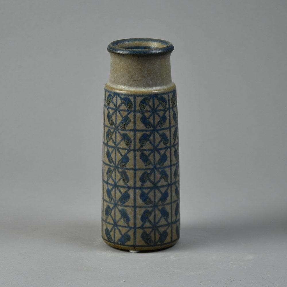 Marianne Starck for Michael Andersen and Sons stoneware vase with gray and blue patterned glaze G9046 - Freeforms
