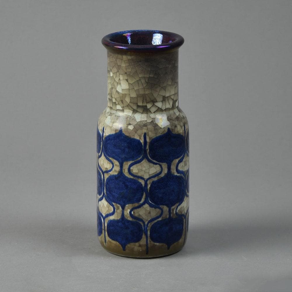 Marianne Starck for Michael Andersen and Sons stoneware vase with gray and blue patterned glaze G9051 - Freeforms