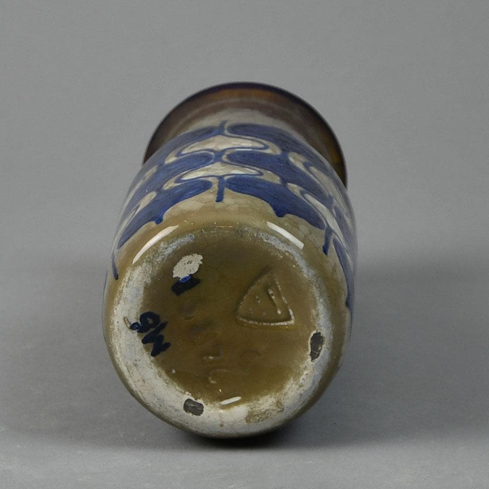 Marianne Starck for Michael Andersen and Sons stoneware vase with gray and blue patterned glaze G9051 - Freeforms