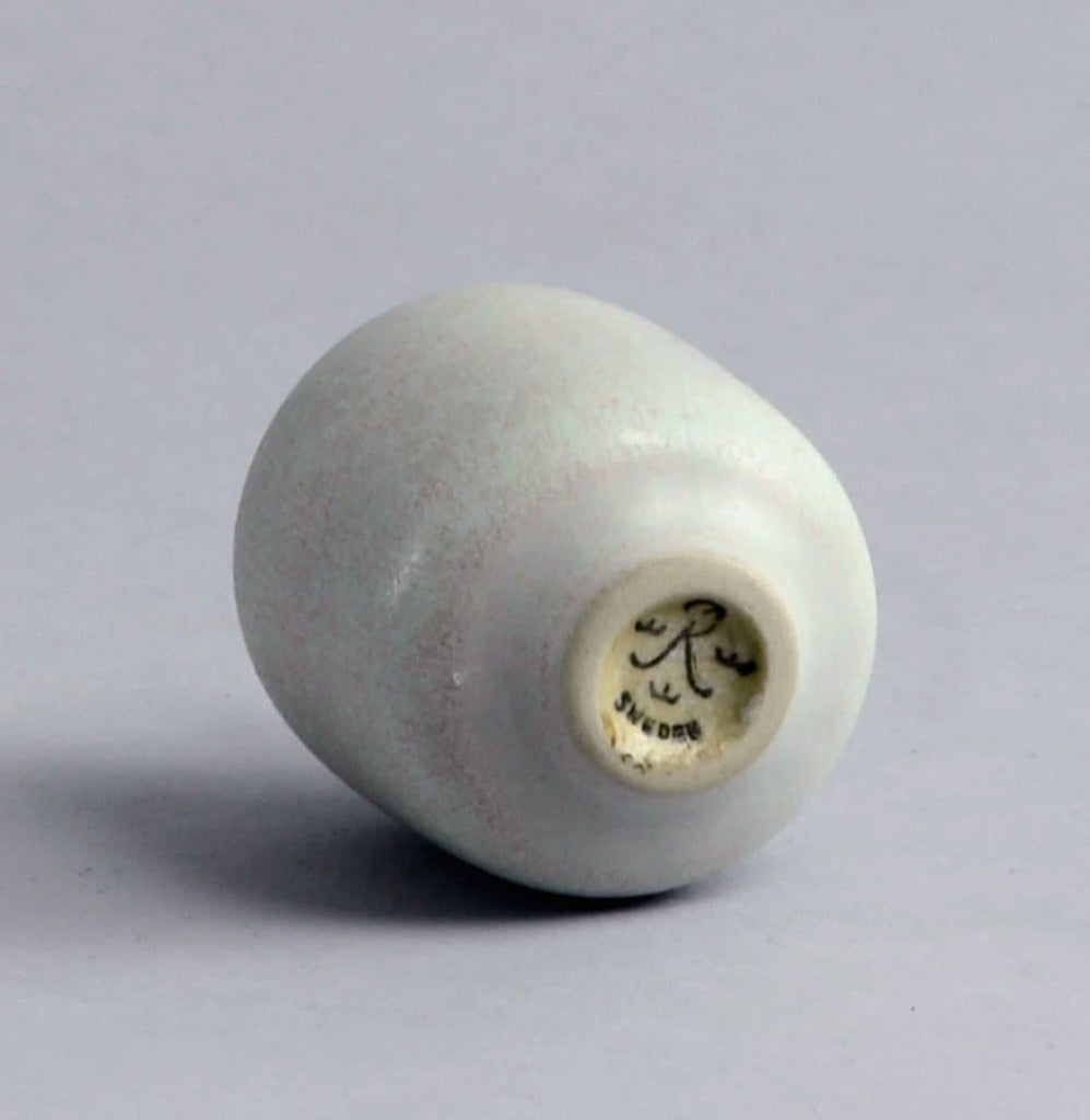 Miniature stoneware vase with matte white glaze by Gunnar Nylund B3158 and D6226 - Freeforms
